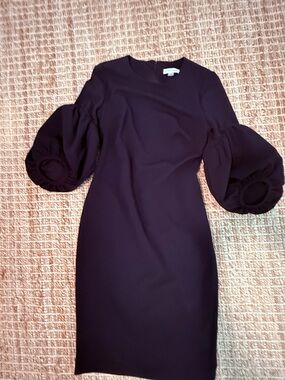 Calvin Klein Black Puff-Sleeve Sheath Dress